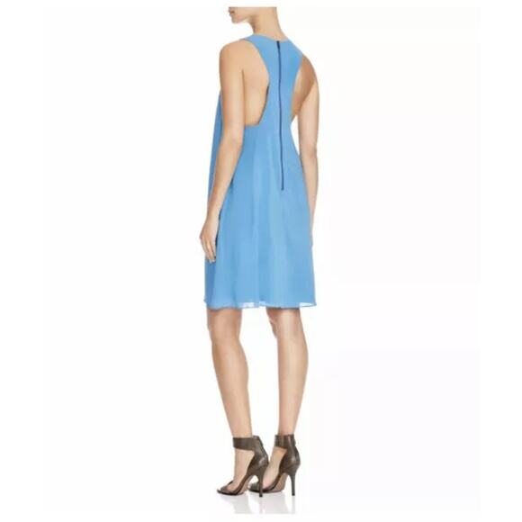 Alice + Olivia Fletcher Silk Blue Low Racerback Tunic Dress Women's Large Soft - Picture 1 of 9